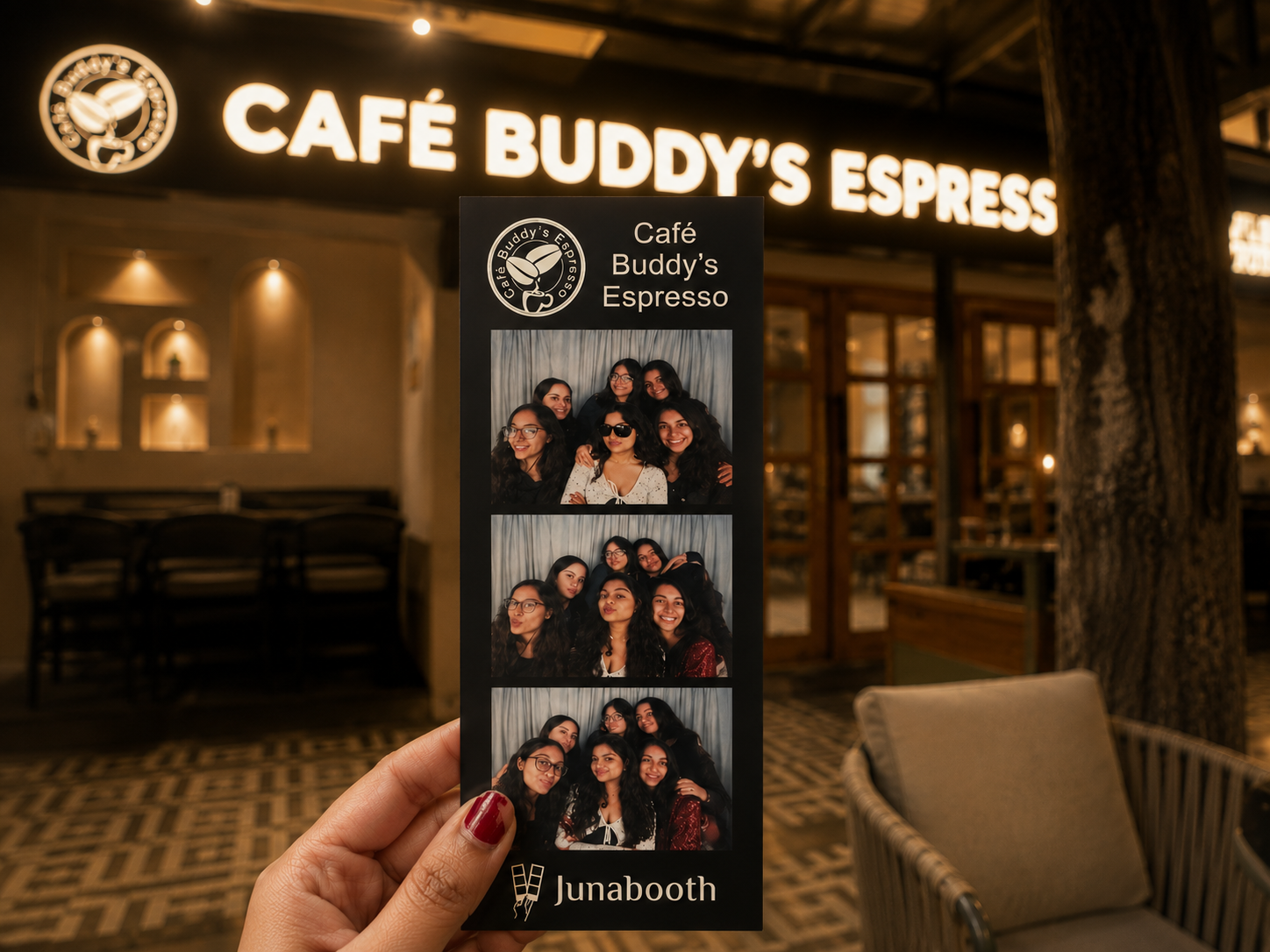 Photo strip in front of Cafe Buddy's Espresso